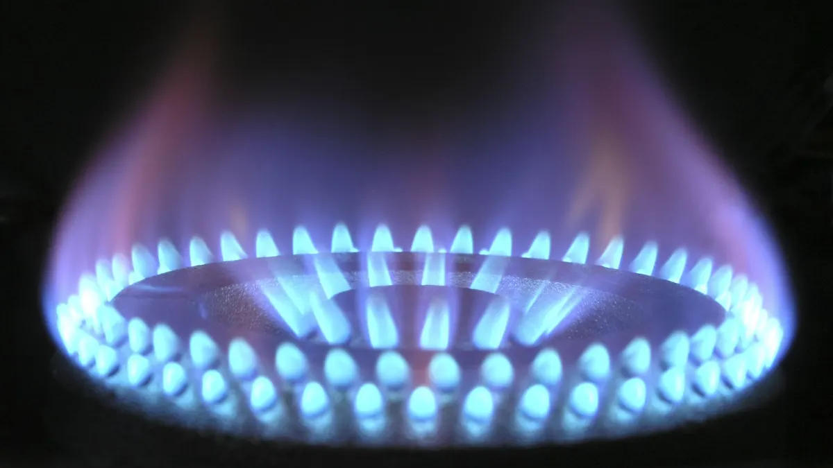 Llama azul de un fuego de gas